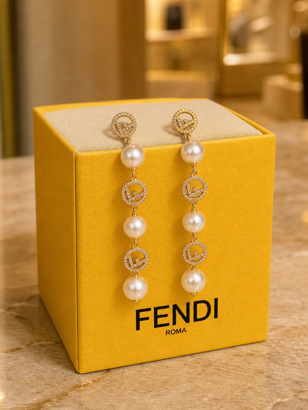 Fendi Modern Designer Earrings Style 1 | New with Box - Picture 4 of 9